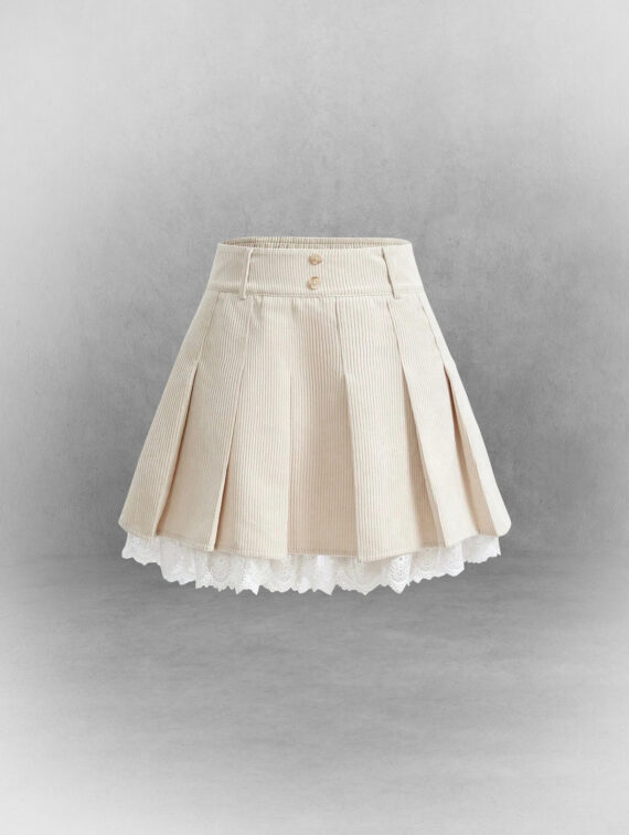 Apricot High-Waist Pleated Mini Skirt