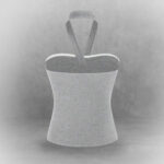 Backless Ruched Rib-Knit Halter Top - Image 2