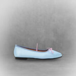 Blue Satin Square Toe Bow Ballet Flats - Image 2
