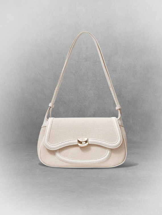 Elegant Beige Plaid Box Bag