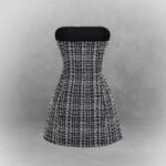 Elegant Black Tweed Strapless Mini Dress - Image 2