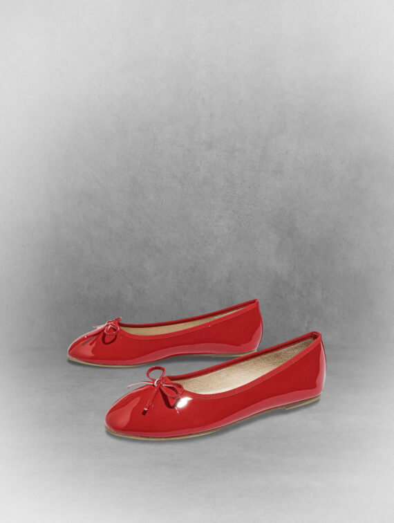 Red Round Toe Bow Flat Shoes