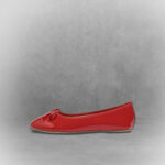 Red Round Toe Bow Flat Shoes - Image 2