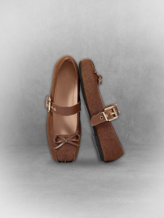 Square Toe Bowknot Mary Jane Flats