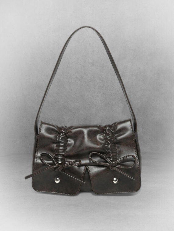 Vintage Brown Ruched Bag