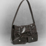 Vintage Brown Ruched Bag - Image 2