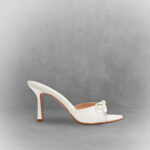 White Open Toe High Heel Mules - Image 2