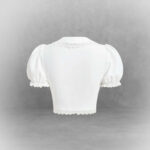 White Puff Sleeve Crop Shirt - Image 2