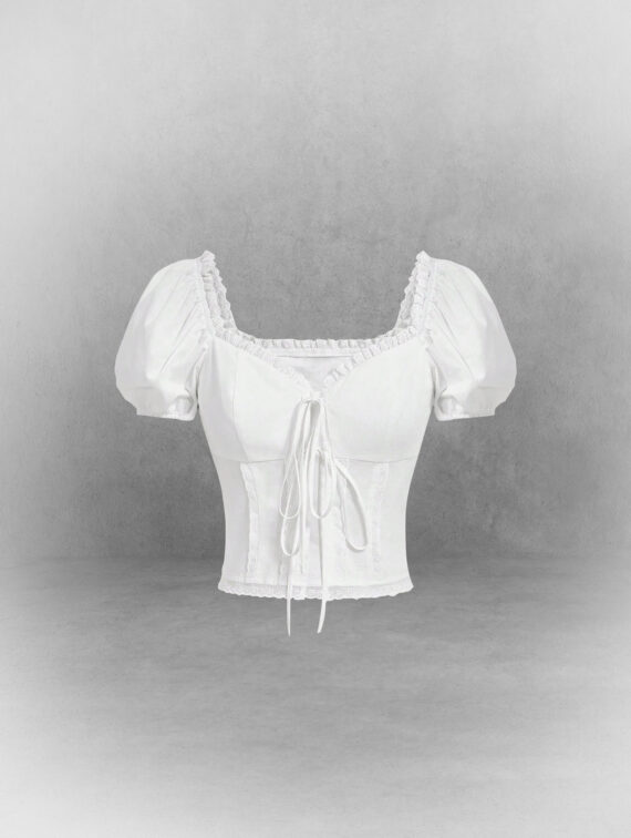 White Puff Sleeve Sweetheart Top