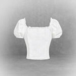 White Puff Sleeve Sweetheart Top - Image 2