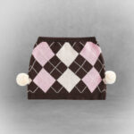 Y2K Drop-Waist Diamond Pattern Knit Mini Skirt - Image 2